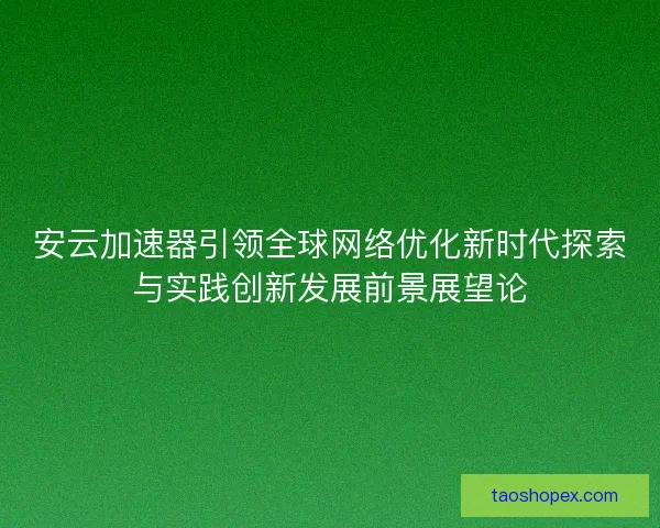 安云加速器引领全球网络优化新时代探索与实践创新发展前景展望论